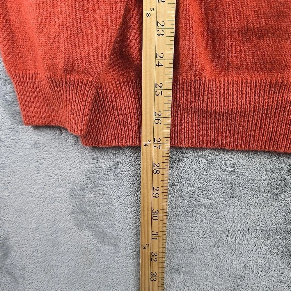 Daniel Bishop Polo Sweater Mens Medium Orange 100% Cashmere Pullover Knit Preppy
